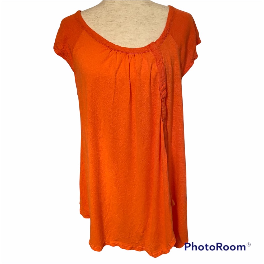 FREE PEOPLE TOP TUNIC TEE SCOOP NECK BOHEMIAN ORANGE Size M